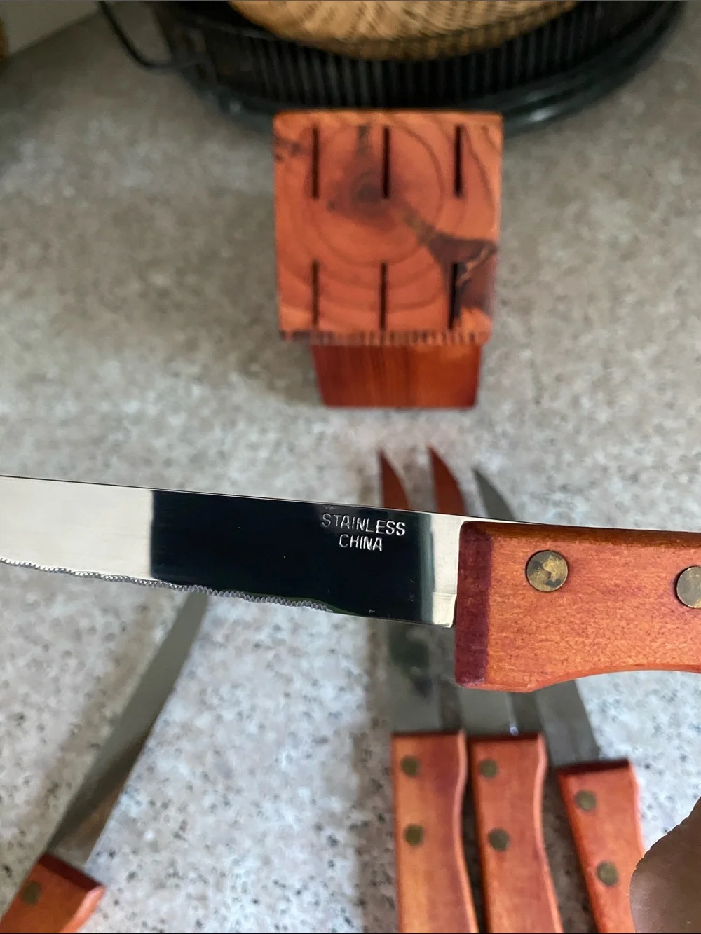 Vintage Complete All-Original Knife Set in Wooden Block